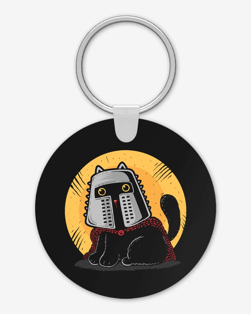 Llavero Negro de Gatito Medieval