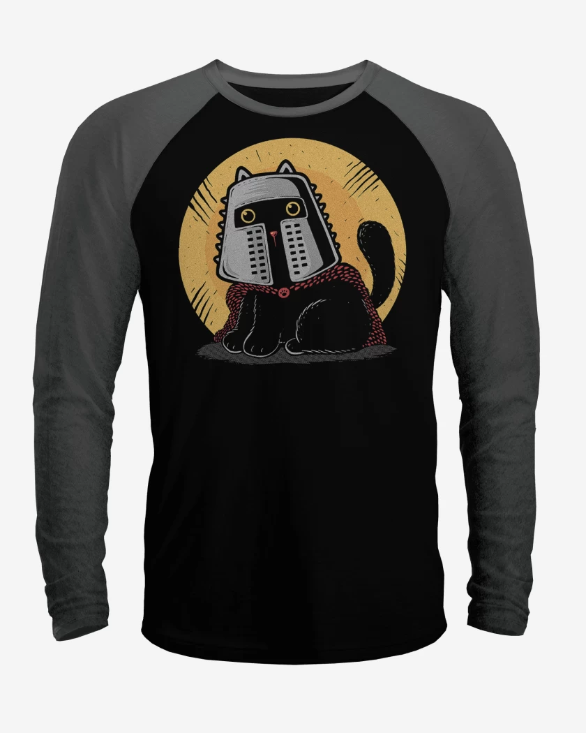Polera Raglan Negro / Negro Heather de Gatito Medieval