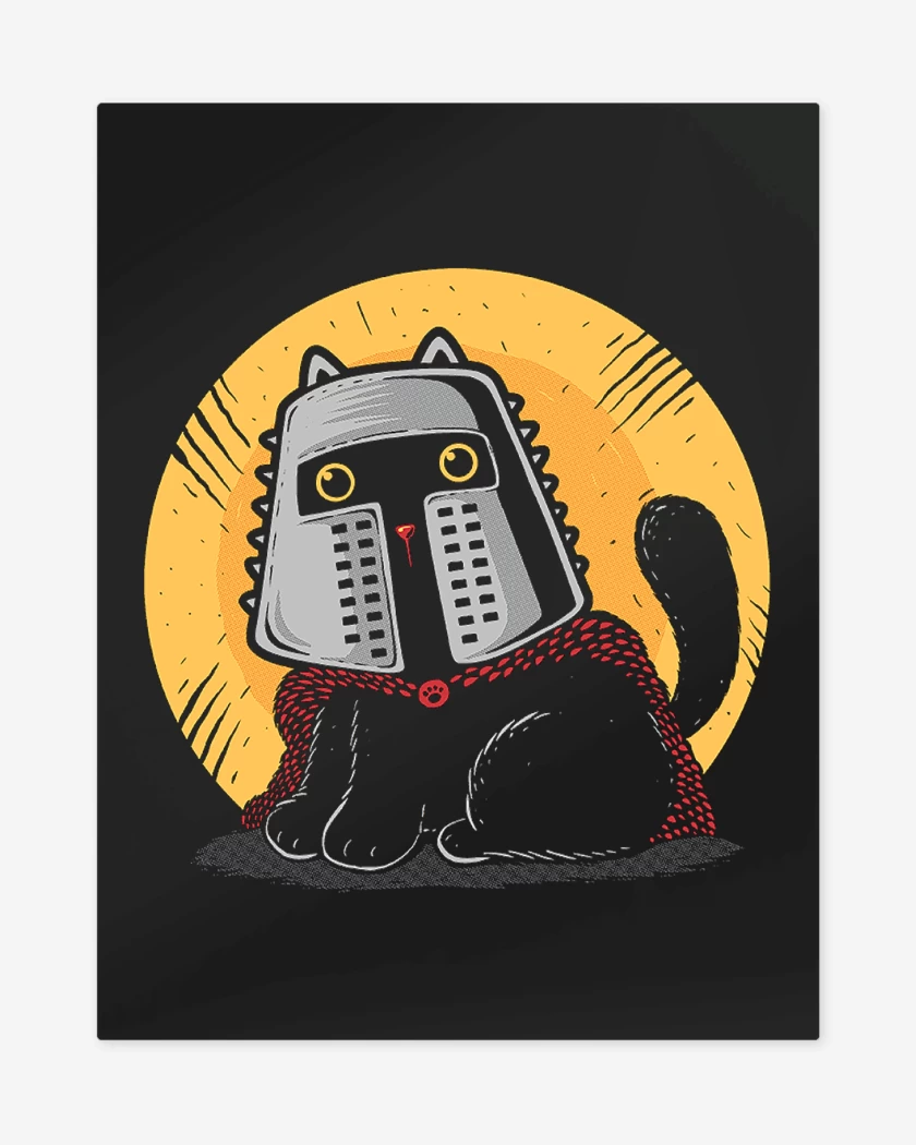 Print metalico Negro de Gatito Medieval