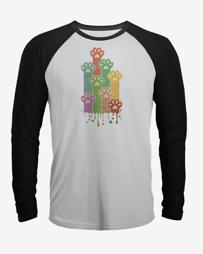 Polera Raglan Blanco / Negro de Patitas Gatunas