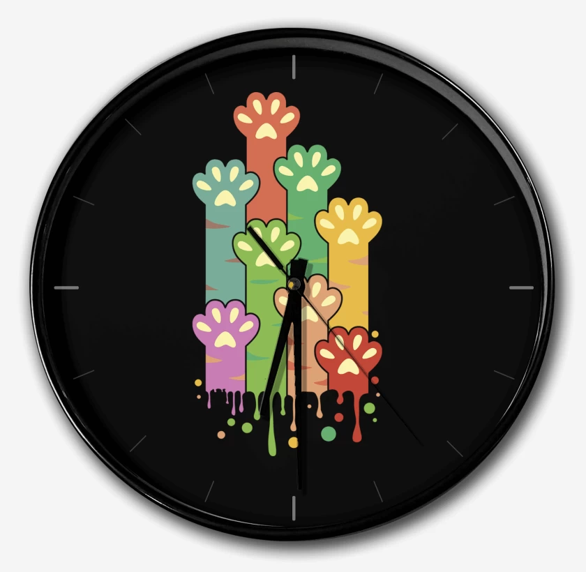 Reloj Negro de Patitas Gatunas