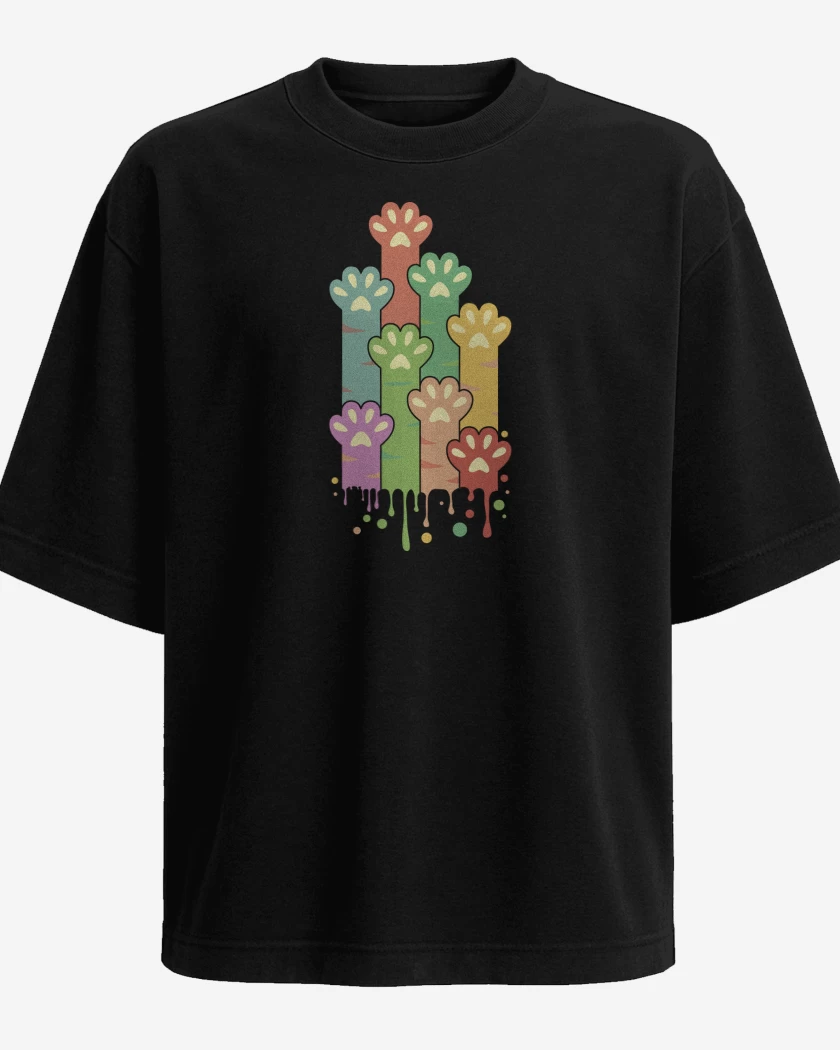 Polera Oversize Negro de Patitas Gatunas