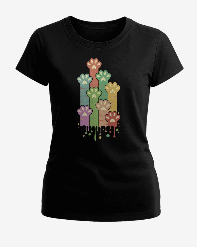 Polera de Mujer Negro de Patitas Gatunas