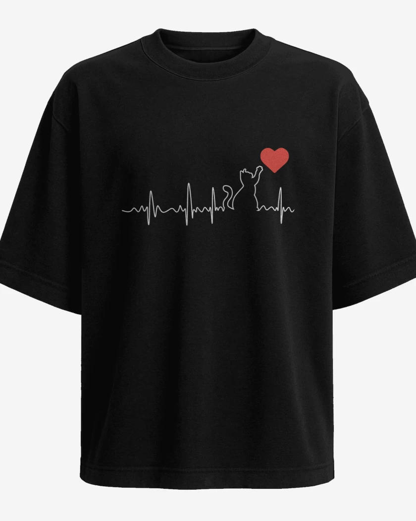 Polera Oversize Negro de Gatito Pulso