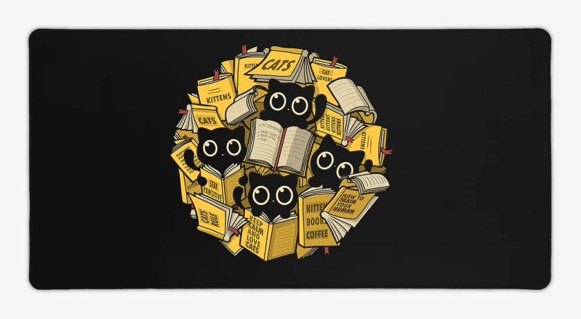 Mouse pad Gamer Negro de Gatitos Lectores