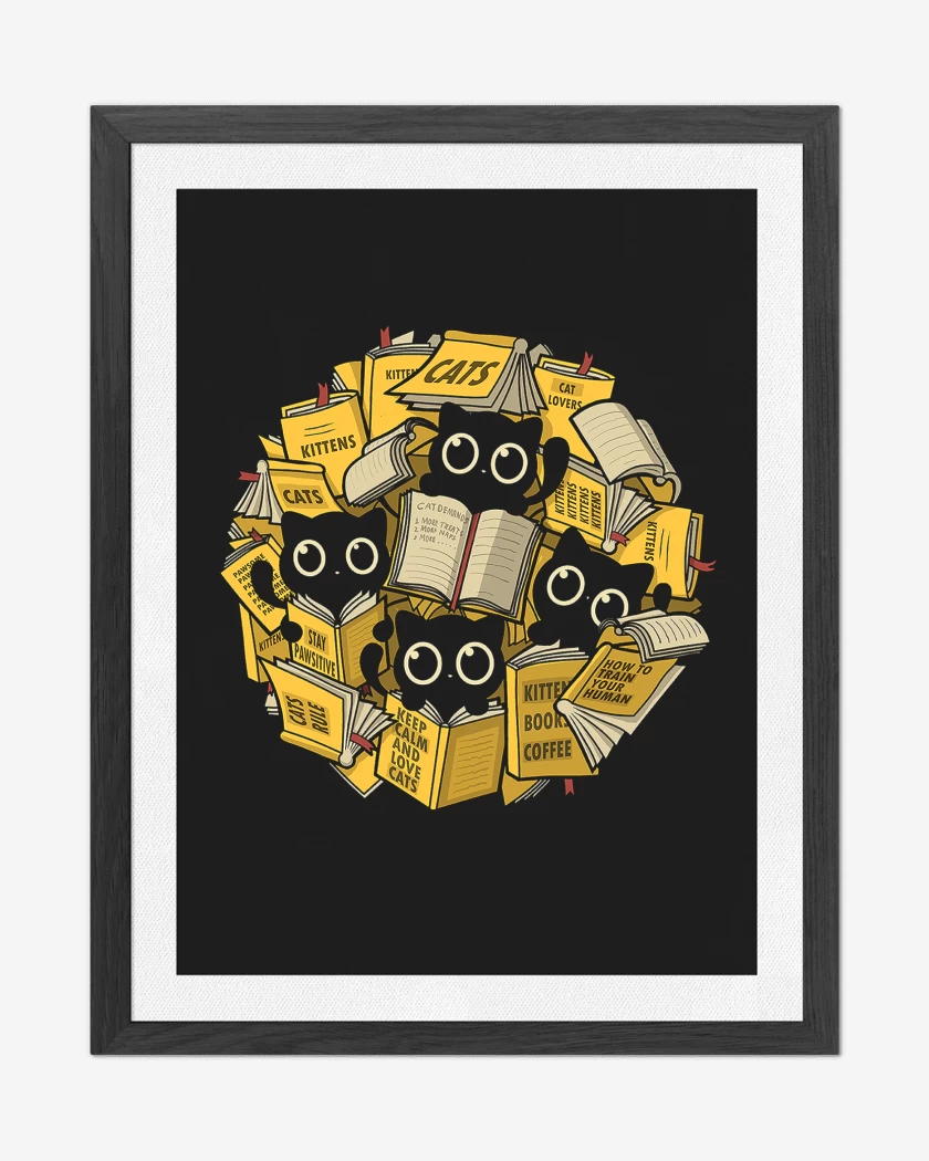 Cuadro decorativo Negro de Gatitos Lectores