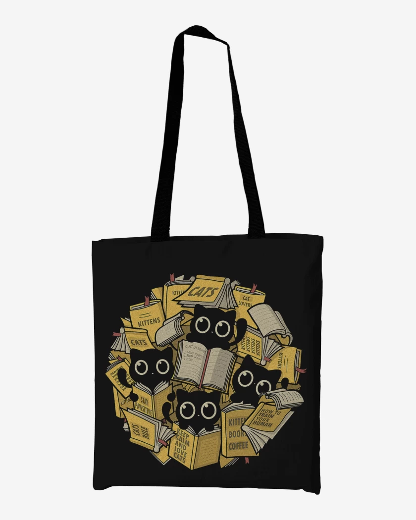 Totebag Negro de Gatitos Lectores