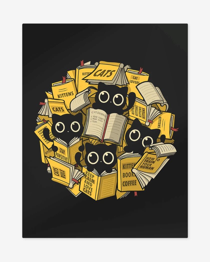 Print metalico Negro de Gatitos Lectores