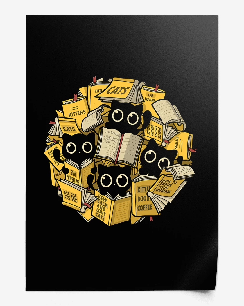 Print Negro de Gatitos Lectores