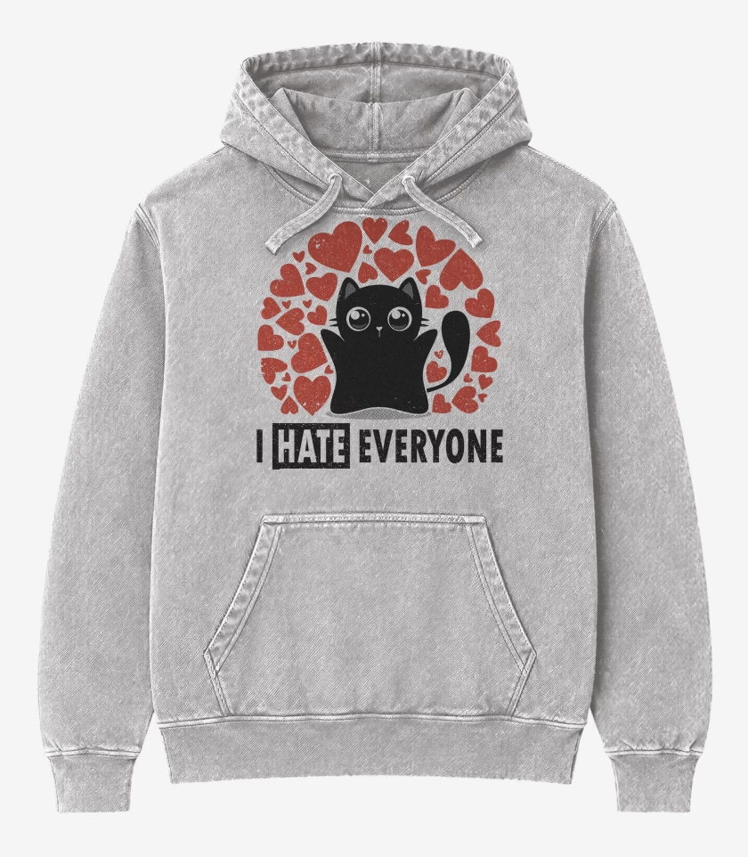Poleron Canguro Acid Wash Gris Melange de I Hate Everyone