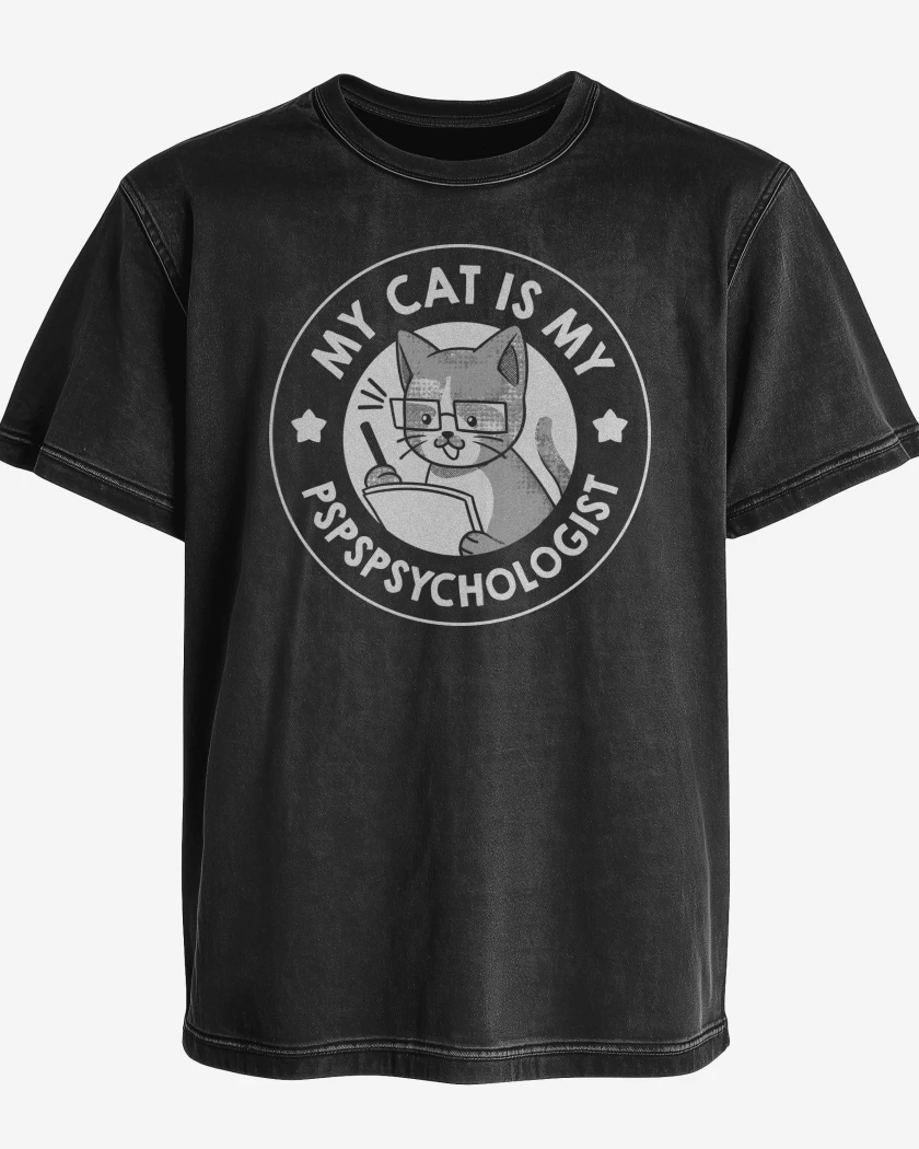 Polera desgastada Negro de Pspspsicologo