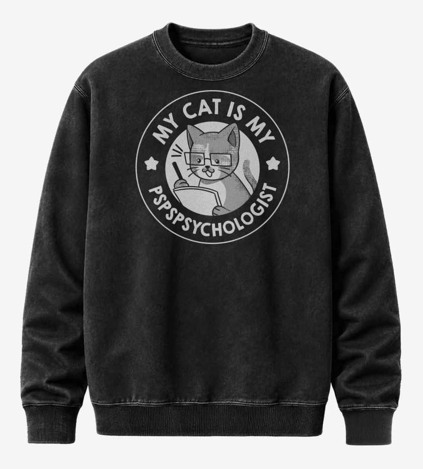 Poleron Polo Acid Wash Negro de Pspspsicologo