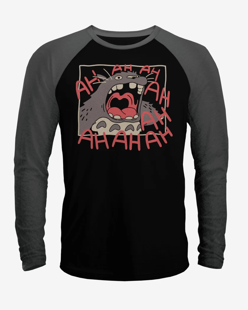 Polera Raglan Negro / Negro Heather de TOTORO RISA