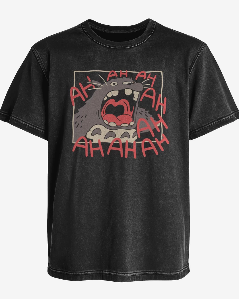 Polera desgastada Negro de TOTORO RISA