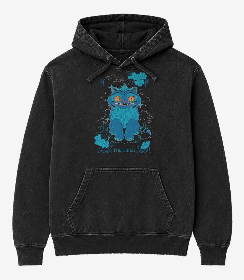 Poleron Canguro Acid Wash Negro de El Tigre 