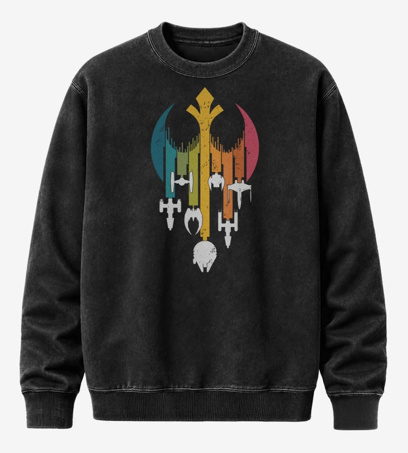 Poleron Polo Acid Wash Negro de Rebel Arcoiris