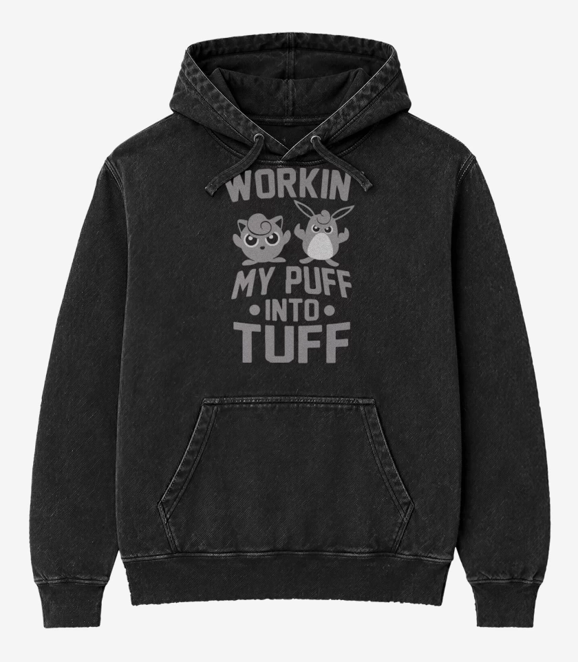 Poleron Canguro Acid Wash Negro de Puff