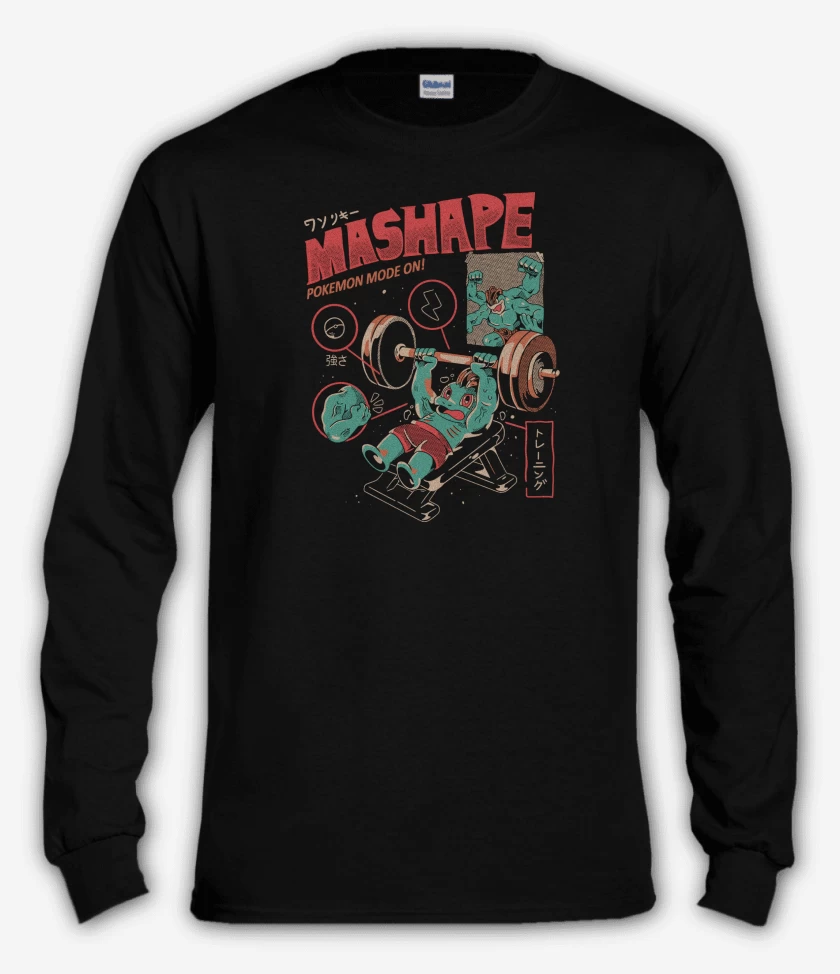 Polera manga larga Negro de Machop Gym