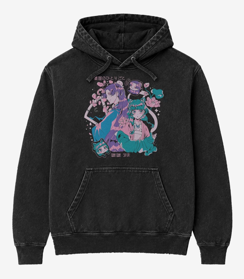 Poleron Canguro Acid Wash Negro de Diario de la Boticaria