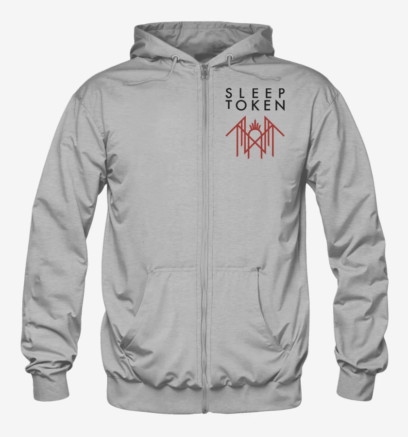 Poleron Canguro con cierre Gris Melange de Sleep Tokken Logo  