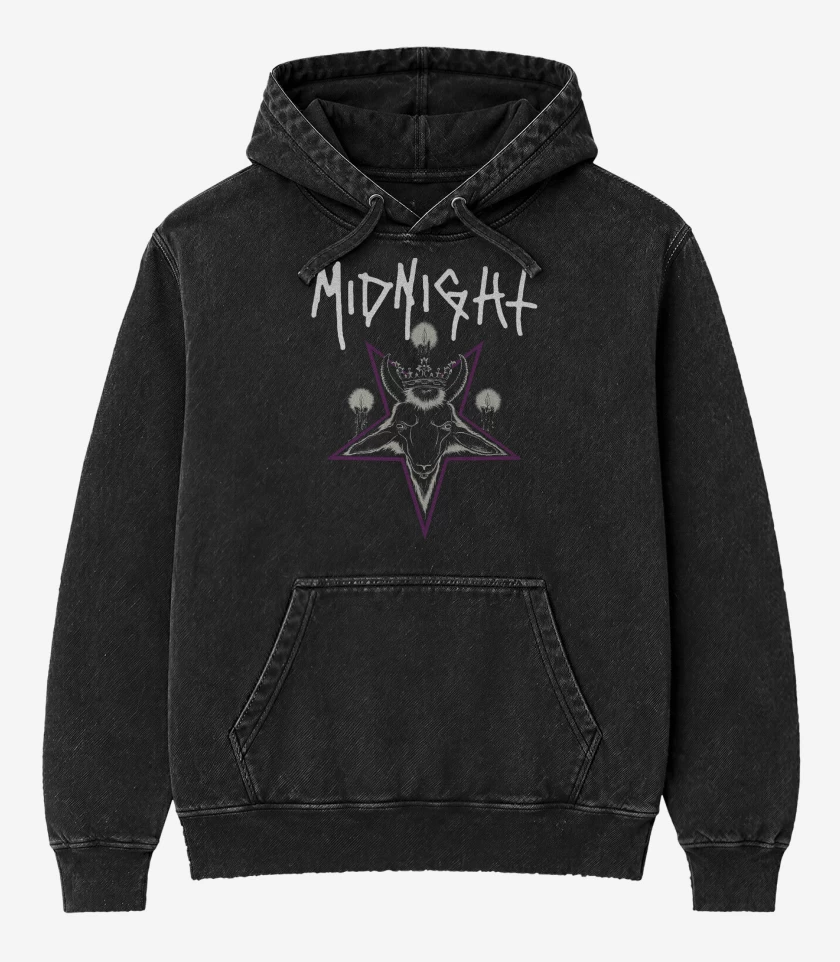 Poleron Canguro Acid Wash Negro de Midnight Satanic