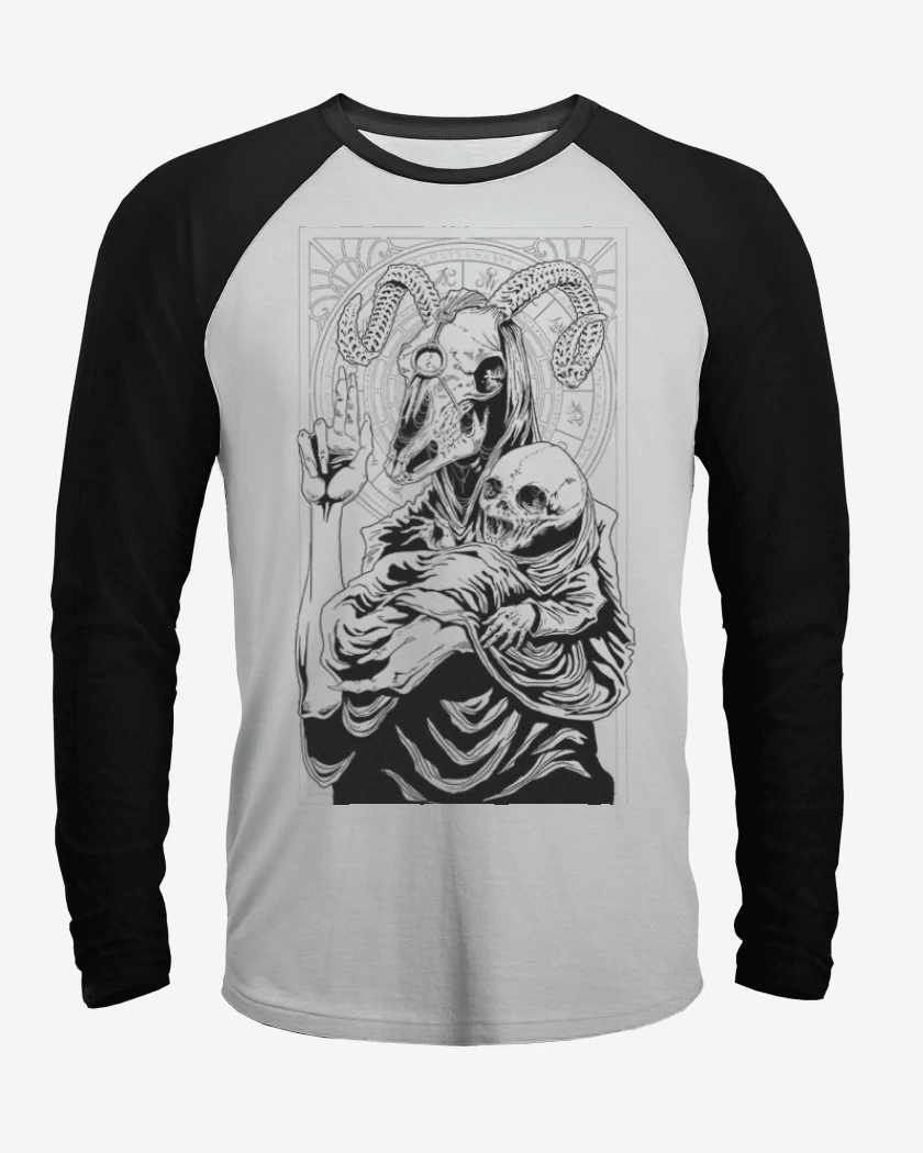 Polera Raglan Blanco / Negro de Hell beast