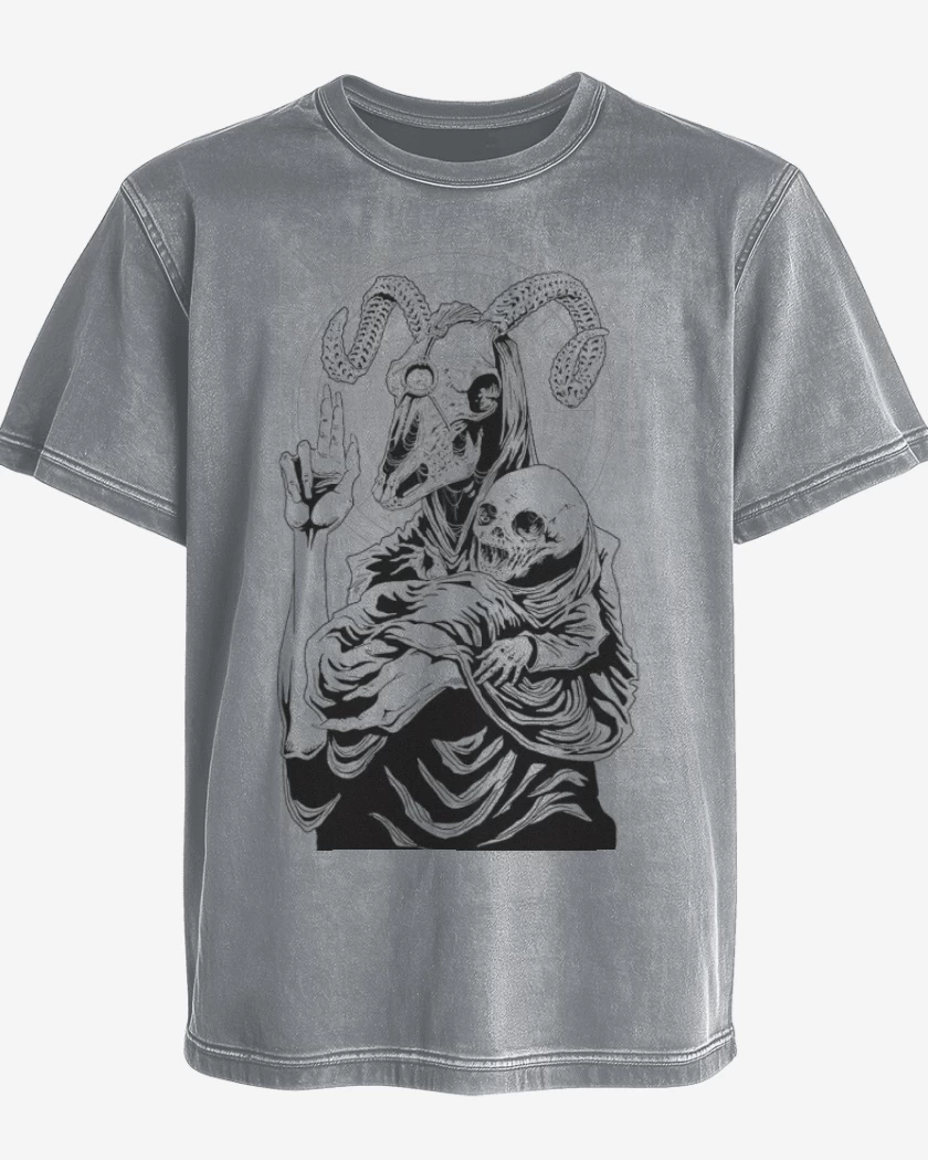 Polera desgastada Gris Melange de Hell beast