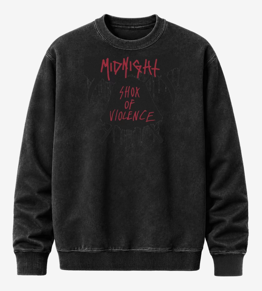 Poleron Polo Acid Wash Negro de Midnight Shox Of Violence