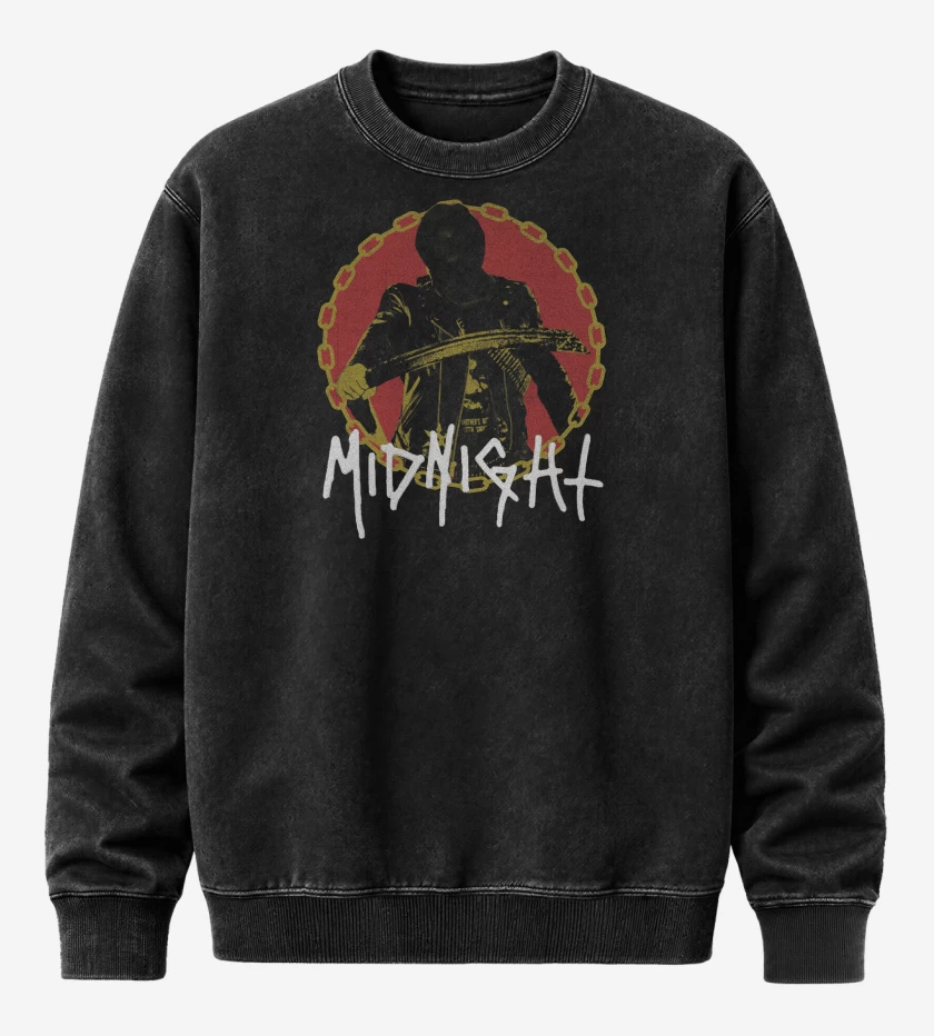 Poleron Polo Acid Wash Negro de Midnight Sons of Satan