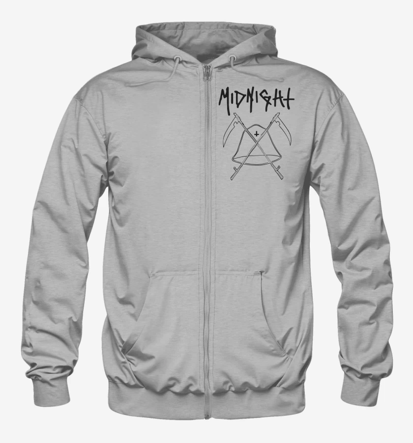 Poleron Canguro con cierre Gris Melange de Midnight Logo N