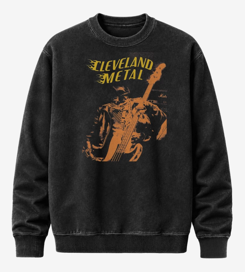 Poleron Polo Acid Wash Negro de Midnight Cleveland Metal
