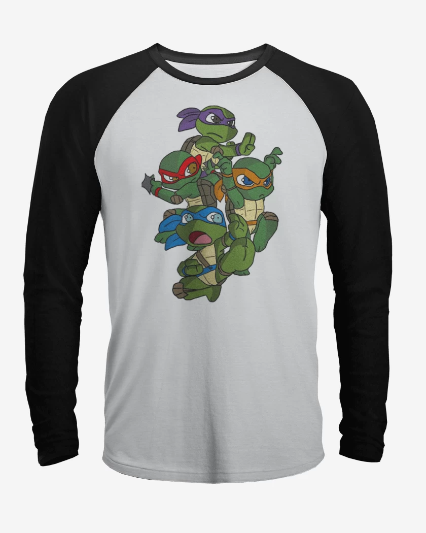 Polera Raglan Blanco / Negro de Tortugas ninjas