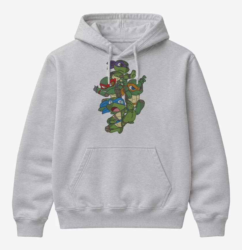 Poleron Canguro básico Gris Melange de Tortugas ninjas