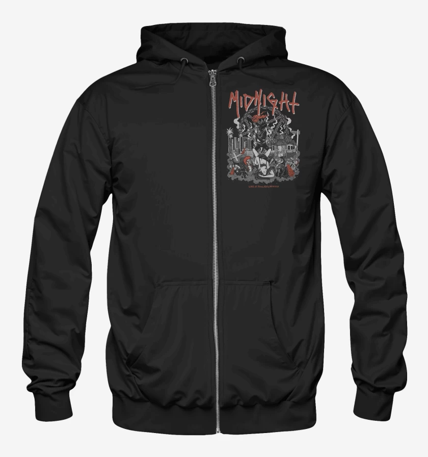 Poleron Canguro con cierre Negro de Midnight Live 