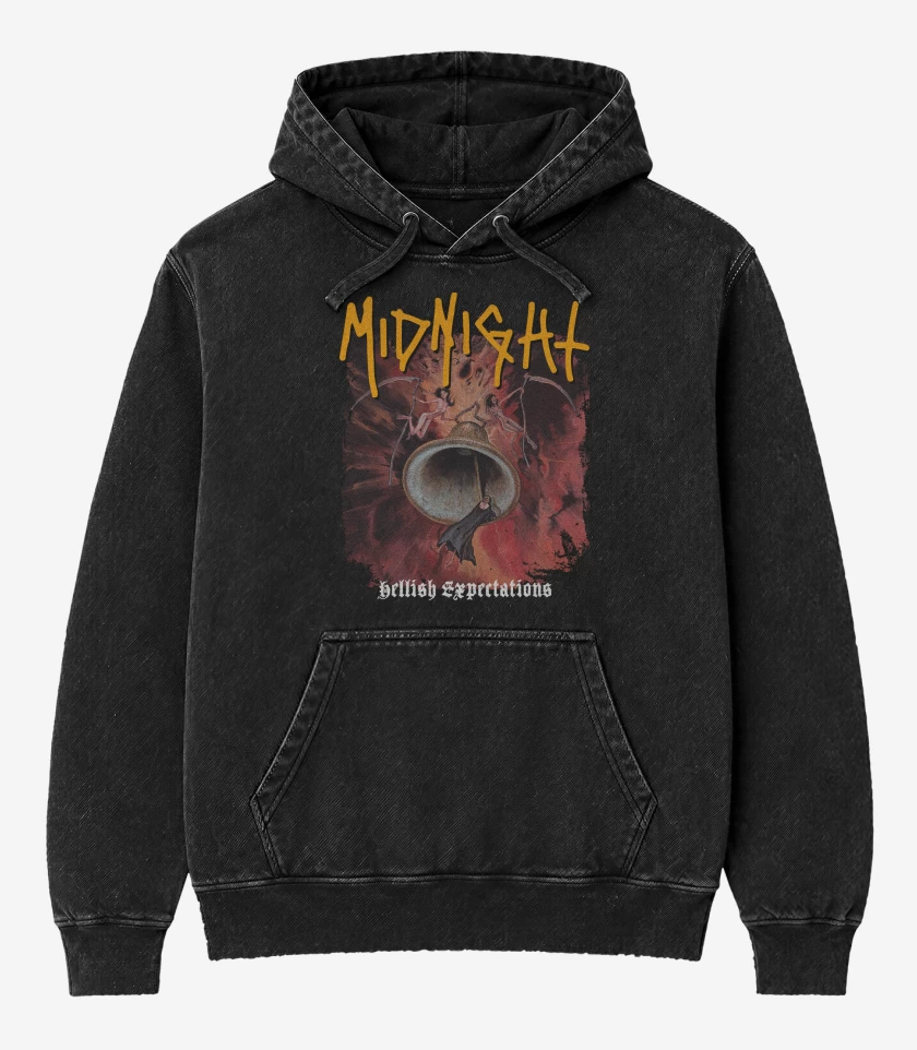 Poleron Canguro Acid Wash Negro de Midnight Hellish Expectation