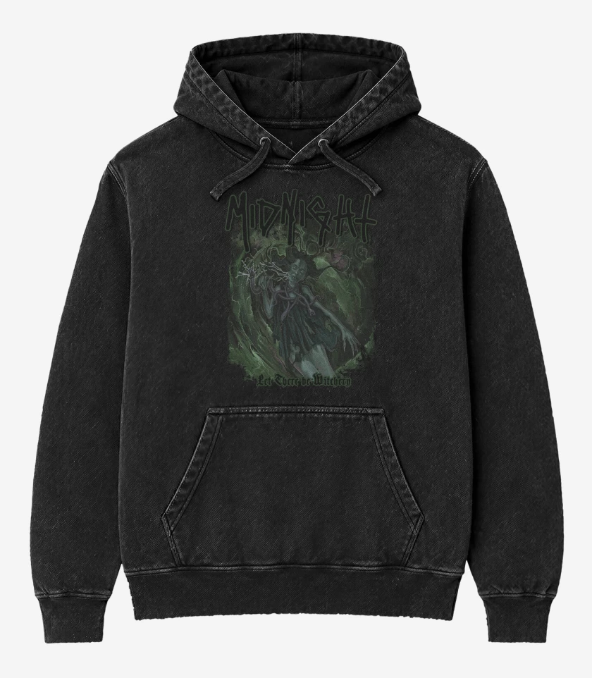 Poleron Canguro Acid Wash Negro de Midnight Let There Be Witchery