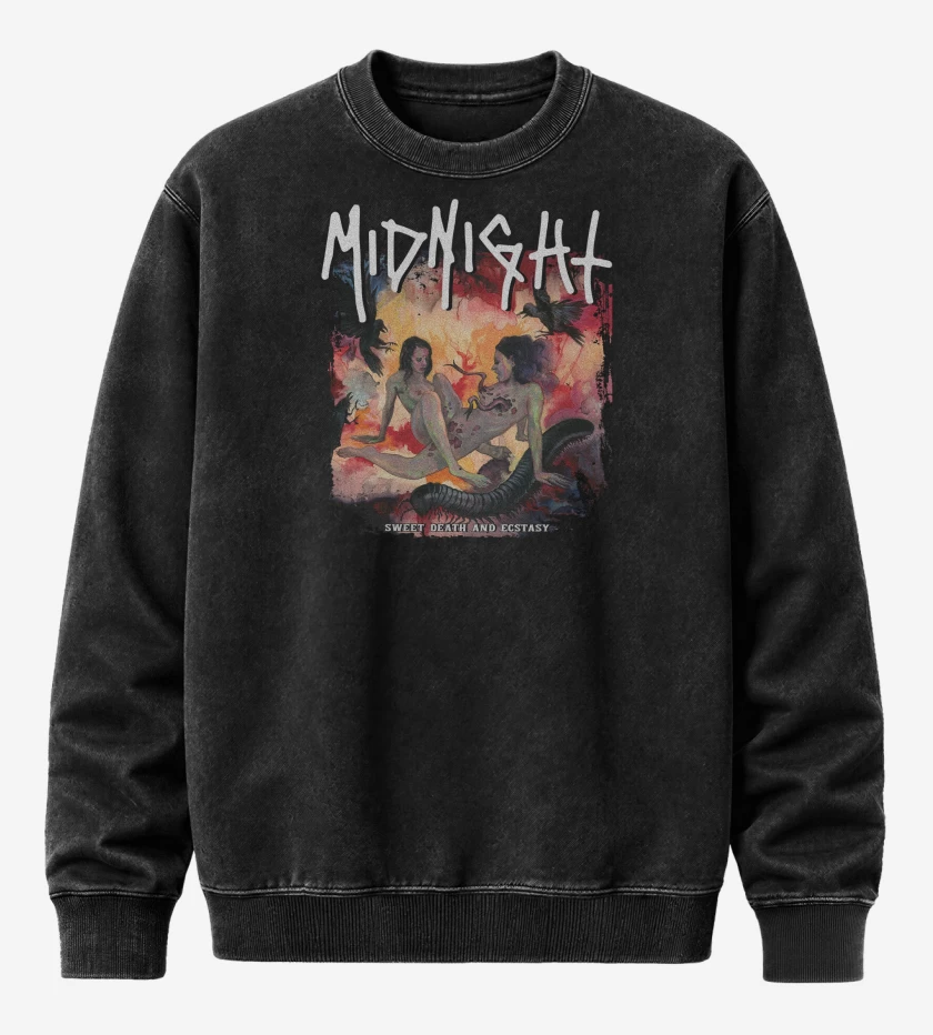 Poleron Polo Acid Wash Negro de Midnight Sweet Death and Ecstasy