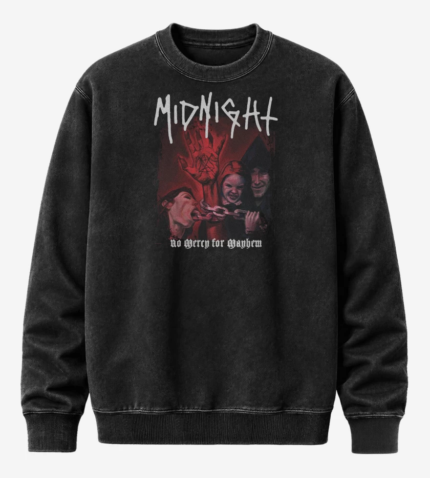 Poleron Polo Acid Wash Negro de Midnight No Mercy for Mayhem