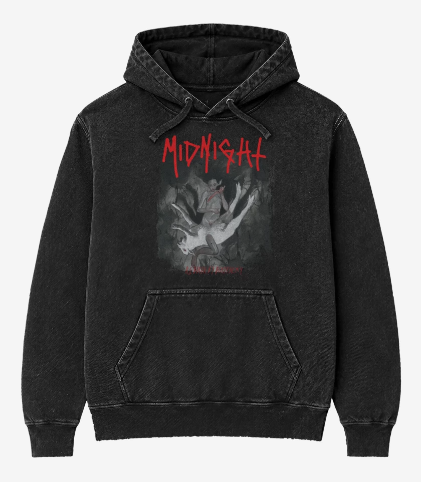 Poleron Canguro Acid Wash Negro de Midnight Rebirth