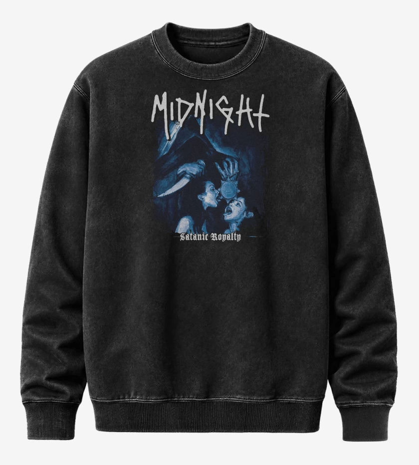 Poleron Polo Acid Wash Negro de Midnight Satanic Royalty