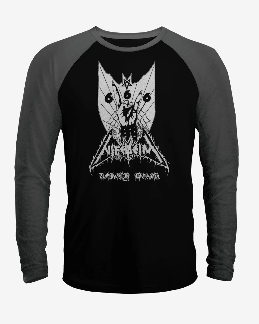 Polera Raglan Negro / Negro Heather de Nifelheim Unholy Death