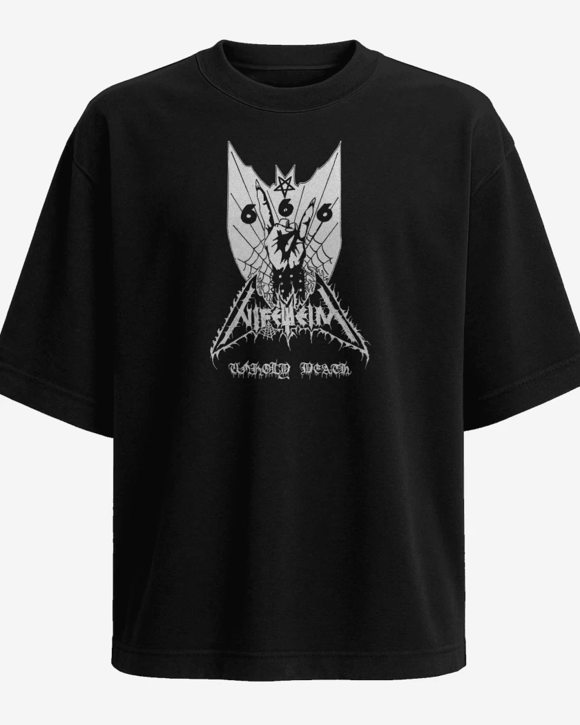 Polera Oversize Negro de Nifelheim Unholy Death