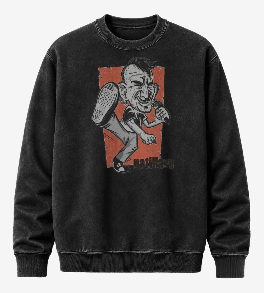 Poleron Polo Acid Wash Negro de Evaristo Gatillazo