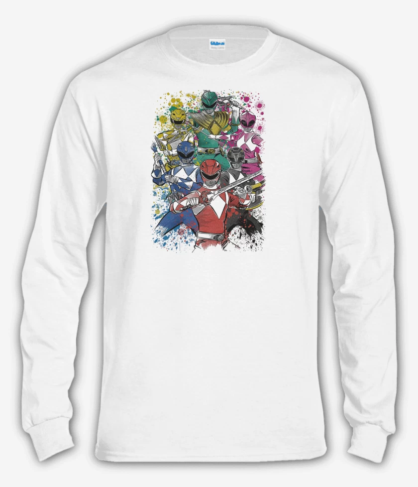 Polera manga larga Blanco de Power Rangers Clásicos
