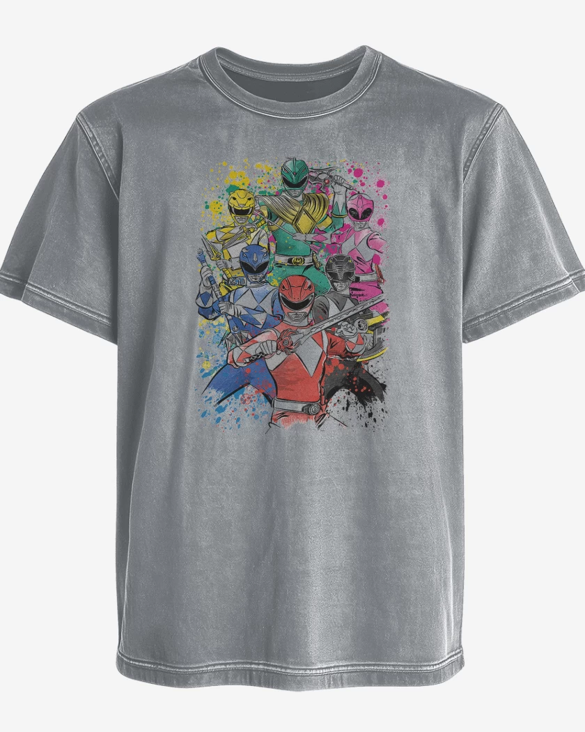 Polera desgastada Gris Melange de Power Rangers Clásicos