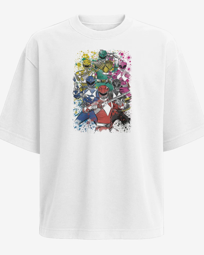 Polera Oversize Power Rangers Clásicos