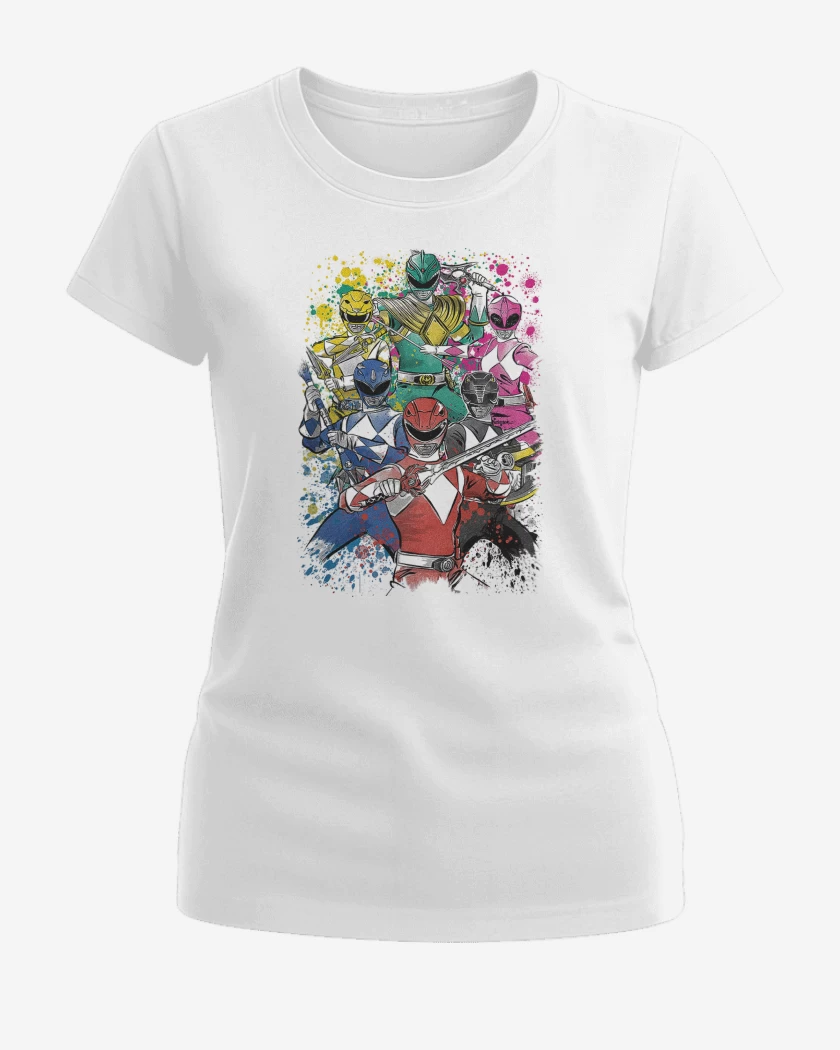 Polera de Mujer Blanco de Power Rangers Clásicos