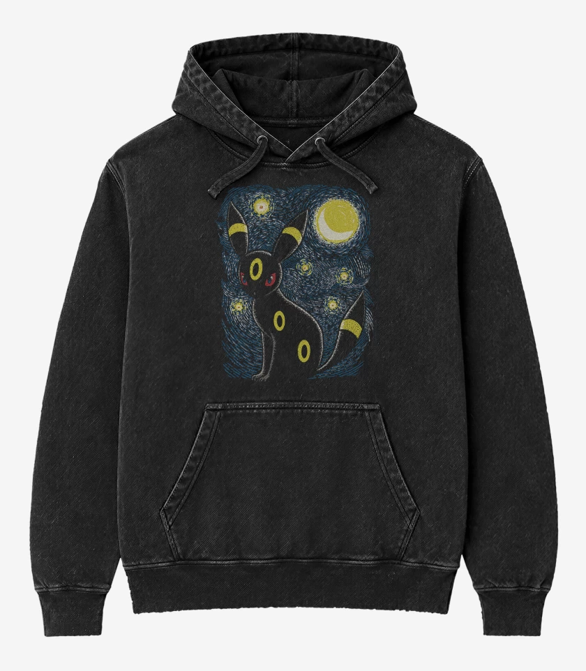 Poleron Canguro Acid Wash Negro de Umbreon Noche 