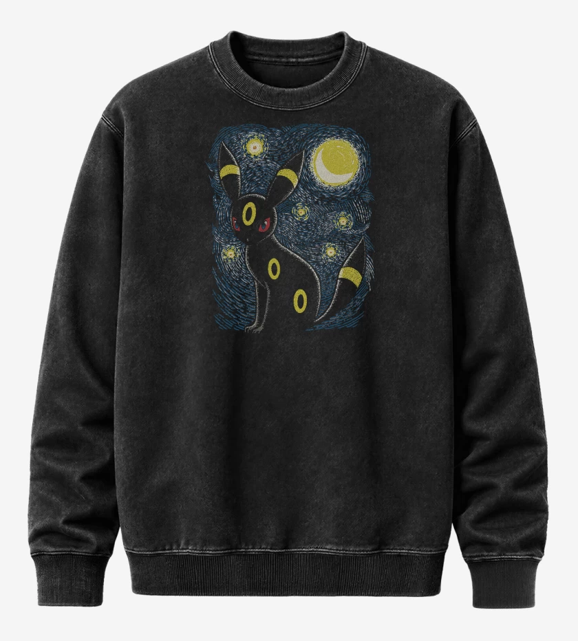 Poleron Polo Acid Wash Negro de Umbreon Noche 
