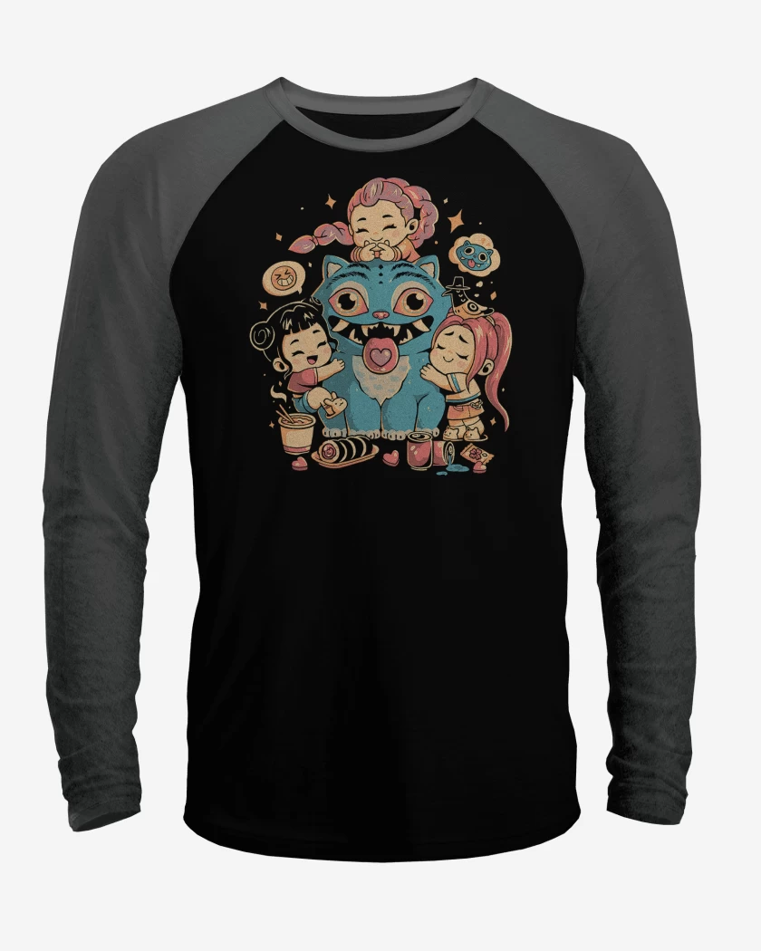 Polera Raglan Negro / Negro Heather de Huntrx Kawai